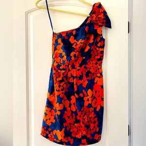 Milly One Shoulder Blue and Orange Dress Size 2